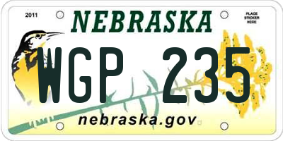 NE license plate WGP235