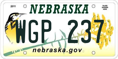 NE license plate WGP237