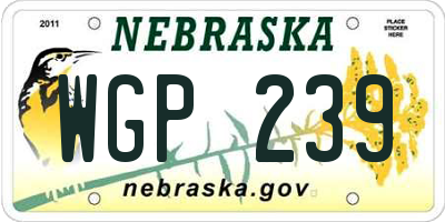 NE license plate WGP239