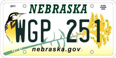 NE license plate WGP251
