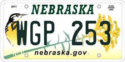 NE license plate WGP253