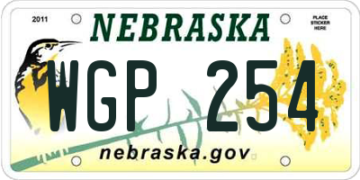 NE license plate WGP254