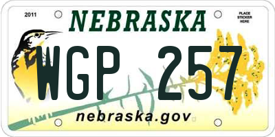 NE license plate WGP257