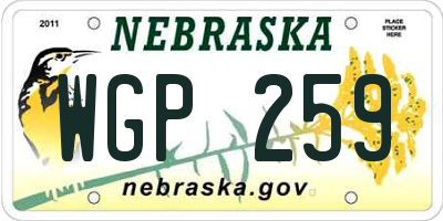 NE license plate WGP259