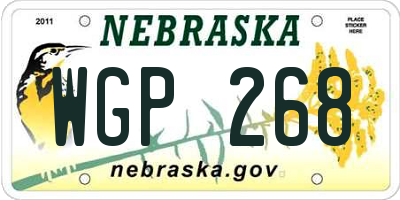 NE license plate WGP268