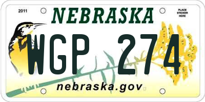 NE license plate WGP274