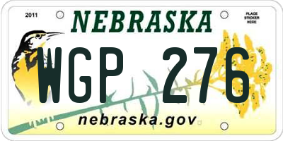 NE license plate WGP276