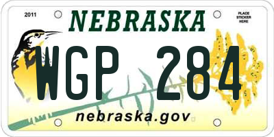 NE license plate WGP284