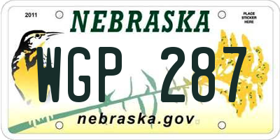 NE license plate WGP287