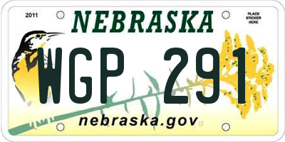 NE license plate WGP291