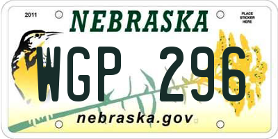 NE license plate WGP296