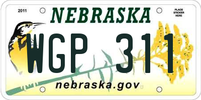 NE license plate WGP311