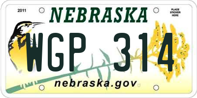 NE license plate WGP314
