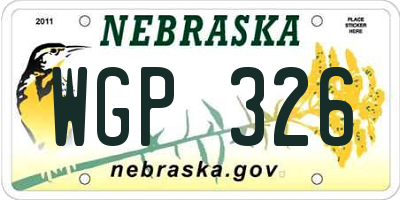 NE license plate WGP326