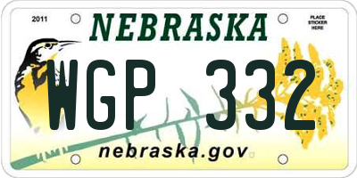 NE license plate WGP332