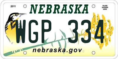 NE license plate WGP334