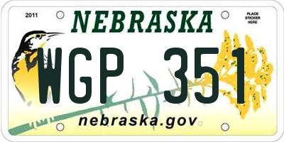 NE license plate WGP351