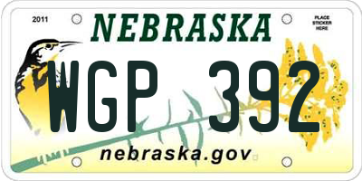 NE license plate WGP392