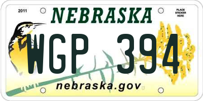 NE license plate WGP394