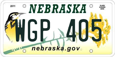 NE license plate WGP405