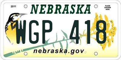 NE license plate WGP418