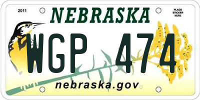 NE license plate WGP474
