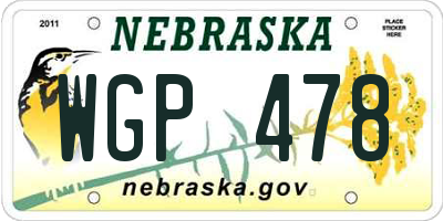 NE license plate WGP478