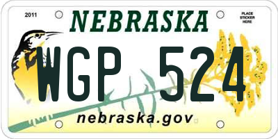 NE license plate WGP524