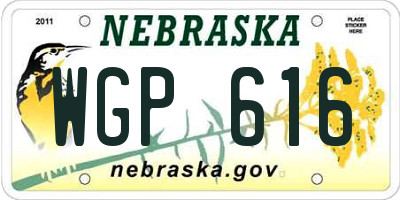 NE license plate WGP616
