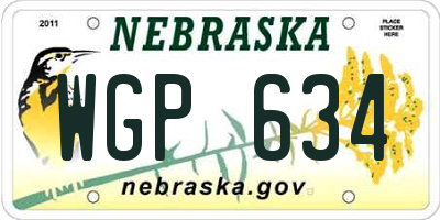 NE license plate WGP634