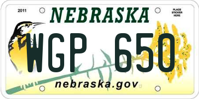 NE license plate WGP650