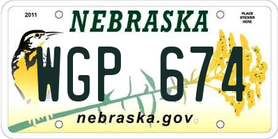 NE license plate WGP674