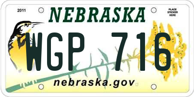 NE license plate WGP716