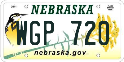 NE license plate WGP720