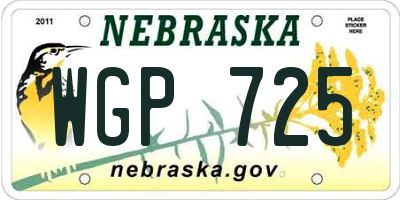 NE license plate WGP725