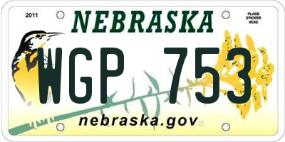 NE license plate WGP753
