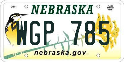 NE license plate WGP785