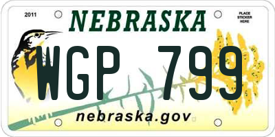NE license plate WGP799