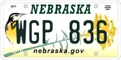 NE license plate WGP836