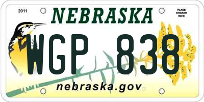 NE license plate WGP838