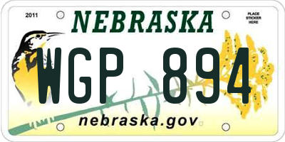 NE license plate WGP894