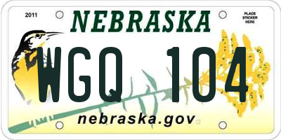 NE license plate WGQ104