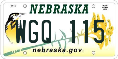 NE license plate WGQ115