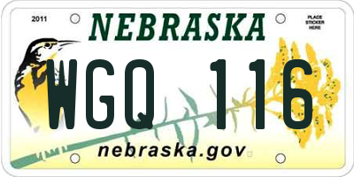 NE license plate WGQ116