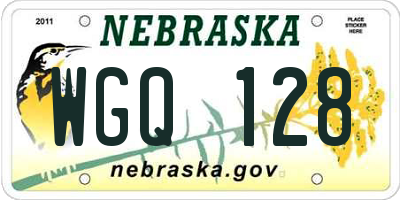 NE license plate WGQ128