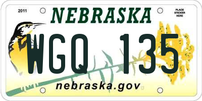NE license plate WGQ135