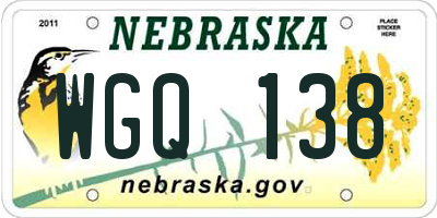 NE license plate WGQ138