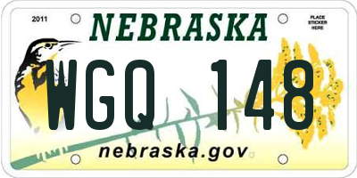 NE license plate WGQ148