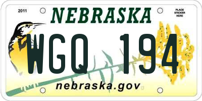 NE license plate WGQ194