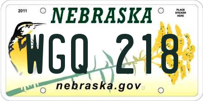 NE license plate WGQ218